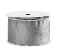 VEYLIN Silver Gray Satin Ribbon 63mm, 9m(10 Yards) Double Sided Solid Colors Velvet Ribbon for Christmas Tree Decoration DIY Craft