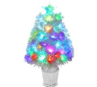 VEYLIN Small Christmas Tree,60 CM White Fiber Optic Xmas Tree For Home Office Decoration