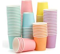 VEYLIN Small Disposable Paper Cups, 120 Pieces, 2OZ Mini Colorful Paper Cups, Suitable for DIY, Party, Sample-Size Sundaes, Frozen Yogurt, and hot Soup