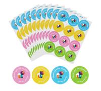 VEYLIN Thank You Stickers,120 Pieces 4 Bright Colours Party Sticker with Thank You for Coming to My Party Sticker for Birthday (Solid Color) (Colorful)