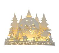 VEYLIN Wood Christmas Light Up Tabletop Decoration, Table Lighted Wooden Decoration For Party Favors Home Indoor