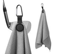 Veyntra Magnetic Golf Towel, Waffle Microfiber Golf Towel with Carabiner Clip, Magnet for Easy Club Pick-Up, Quick Dry Golf Ball Cleaning Towel for Bag, Cart, Club or Belt (Grey)