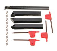 VeYocilk 1/2"12mm Indexable Lathe Tool Holders-4PCS Metal Boring Bar Turning Tool Holders & 10pcs DC070204 Carbide Inserts for Cutting Threading Grooving