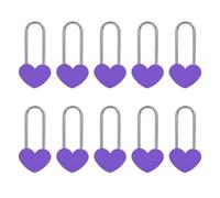 VeYocilk 10PCS Love Lock Heart Padlock,Light Weight Aluminium Single Purple Heart Wish Lock for Lovers Couple Friends,Anniversary,Travel,Gift,Bridge (No Key) (Purple, Aluminium)