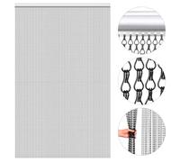 VeYocilk Black 90 x 200cm Chain Fly Screen for Doors Aluminum Chain Curtain Metal Fly Blinds for Keeping out Flies