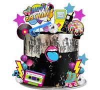 Vezerd Disco Cake Decoration Birthday Toppers, Pack of 24, Multicolored, For Birthday Parties, 70s 80s Retro Themes