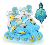 VEZLOPUS Inline Skates with Dragon-Wings-Cloak Blue, 4 Sizes Adjustable Inline Skates Blades for Boys and Girls Youth, High Performance Indoor Outdoor Skates