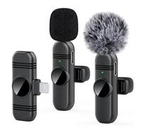 VEZQUA 2 Pack Wireless Lavalier Microphone for iPhone and iPad,Clip on Microphone with Noise Reduction for Recording,Interviews,Live Streaming,Podcast,Content Creator,Vlog,TikTok,YouTube