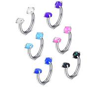 VF VFUN 16G Septum Rings Stainless Steel Opal Septum Piercing Jewellery for Women Nose Hoop Ring Cartilage Helix Earring Eyebrow Lip Ring Piercing 10MM-Silver