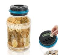 VFANDV Digital Money Box with Counter 1.8 L, Coin Counter Large with LCD Display, Euro Money Saving Electronic Piggy Bank