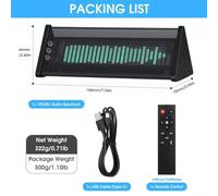 VFD Audio Spectrum Analyzer with 5.0 and AUX Inputs, 25x15 Resolution VFD Display, AGC Algorithm, Dual Clock Modes, Remote Control, for PC Game(Black)