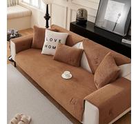 VFDC Chenille Sofa Cover 1 2 3 4 Seater, Non-Slip Couch Covers Washable, Sofa Slipcovers L Shape, Sofa Protectors from Pets, Brown, 110 * 110cm