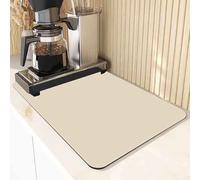 VFDC Dish Drying Mat, Draining Board Mats for Kitchen Counter, Sink Drainer Mat Absorbent, Non Slip Coffee Machine Mat, Diatomaceous Earth Quick Dry Mat, Beige, 40×50cm