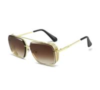 VFDHN Classic Sunglasses Mens Women Metal Steampunk Fishing Driving(Gold Brown)