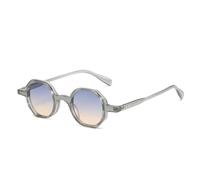 VFDHN Classic Vintage Sunglasses Men Small Round Retro Punk Ocean Color Gradient Clear Lens Driving(Gray Blue Tea)