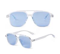 VFDHN Double Bridge Classic Sunglasses Women Men Shades Gradient Grey Uv400 for Ladies(C4 Blue)