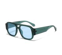 VFDHN Fashion Double Bridges Women Sunglasses Retro Leopard Men Shades Uv400(Green blue)