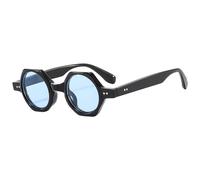 VFDHN Fashion Polygon Sunglasses Women Candy Color Round Lenses Uv400 Men Cool Driving(Black Blue)