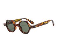 VFDHN Fashion Polygon Sunglasses Women Candy Color Round Lenses Uv400 Men Cool Driving(Leopard DarkGreen)
