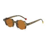 VFDHN Fashion Round Women Punk Sunglasses Retro Rivets Men Gradient Shades Uv400(Yellow pattern tea)