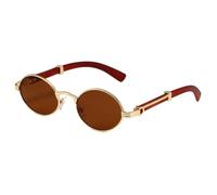 VFDHN Fashion Small Round Retro Sunglasses Women Classical Vintage Punk for Men Outdoor Shades(Brown)