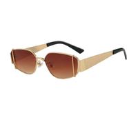 VFDHN Ladies Metal Irregular Sunglasses Women for Men Vintage Punk Outdoor Uv400(Gold Tea)