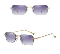 VFDHN Men's Sunglasses Rimless Gradient Small Frame Gold Metal Woman Accessories Rectangular(2)