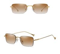 VFDHN Men's Sunglasses Rimless Gradient Small Frame Gold Metal Woman Accessories Rectangular(3)
