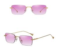 VFDHN Men's Sunglasses Rimless Gradient Small Frame Gold Metal Woman Accessories Rectangular(5)