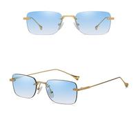VFDHN Men's Sunglasses Rimless Gradient Small Frame Gold Metal Woman Accessories Rectangular(6)