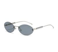 VFDHN Oval Sunglasses Rimless Women Luxury Elegant Female Gradient Shades Uv400 Frameless(S079-C8)