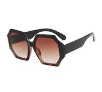 VFDHN Polygonal Sunglasses Gradient Lenses for Woman Classic Vintage Big Shades Lady(Black Leopard Tea)