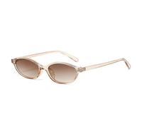 VFDHN Retro Oval Frame Sunglasses Fashion Small Frame Punk(Champagne Tea)