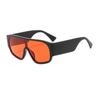 VFDHN Retro Oversized Women Sunglasses Fashion One Piece Leopard Shades Uv400 Men Punk Wide Legs(Black Red)