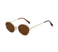VFDHN Retro Round Metal Men Sunglasses Fashion Clear Gradient Punk Women Shades Uv400(Golden tea)
