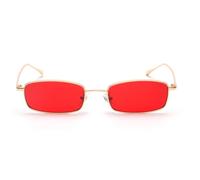 VFDHN Small Rectangular Sunglasses Men Retro Metal Frame Men Fashion for Women Summer(gold with red)