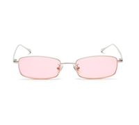 VFDHN Small Rectangular Sunglasses Men Retro Metal Frame Men Fashion for Women Summer(silver with pink)