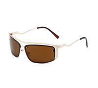 VFDHN Vintage Irregular Sunglasses Women for Men Luxury Punk Metal Hollow(Gold Brown)