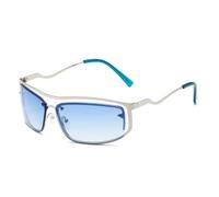 VFDHN Vintage Irregular Sunglasses Women for Men Luxury Punk Metal Hollow(Silver Blue)