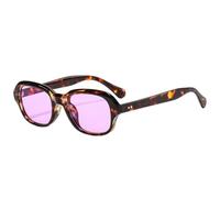 VFDHN Vintage Oval Sunglasses Women Fashion Clear Ocean Lens Shades Uv400 Men Rivets Punk(Leopard purple)