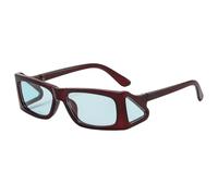 VFDHN Vintage Rectangle Sunglasses Women for Men Male Punk Triangle Wrap Frame Luxury(Brown Blue)