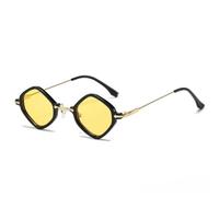 VFDHN Vintage Rhombus Punk Sunglasses Women's Metal Small Gradient Luxury Uv400(Black Yellow)