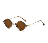 VFDHN Vintage Rhombus Punk Sunglasses Women's Metal Small Gradient Luxury Uv400(Brown Brown)