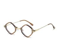 VFDHN Vintage Rhombus Punk Sunglasses Women's Metal Small Gradient Luxury Uv400(Brown Clear)