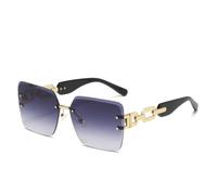 VFDHN Vintage Rimless Sunglasses Women for Men Punk Luxury Big Frame Metal Chain Shade Uv400(Gray)