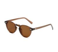 VFDHN Vintage Small Round Punk Sunglasses Women Fashion Rivets Clear Gradient Shades Uv400 Men(Brown tea)