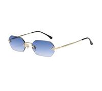 VFDHN Vintage Sunglasses Rimless Female Octagonal Fashion Men Rectangular Metal Polygon Spring(1)