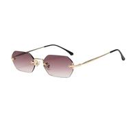 VFDHN Vintage Sunglasses Rimless Female Octagonal Fashion Men Rectangular Metal Polygon Spring(2)
