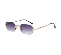 VFDHN Vintage Sunglasses Rimless Female Octagonal Fashion Men Rectangular Metal Polygon Spring(4)