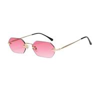 VFDHN Vintage Sunglasses Rimless Female Octagonal Fashion Men Rectangular Metal Polygon Spring(5)